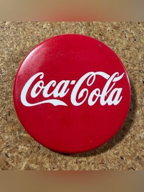 Vintage Coca-Cola Red Pinback Button Classic Logo Soda Collectible